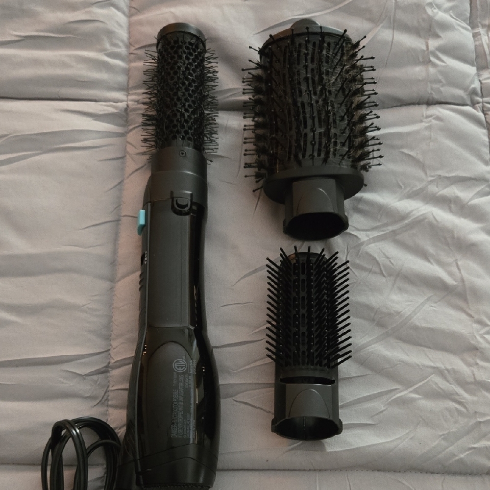 Conair Hair Dryer Brush. Interchangeable Black Hair Styling With 3 Tools